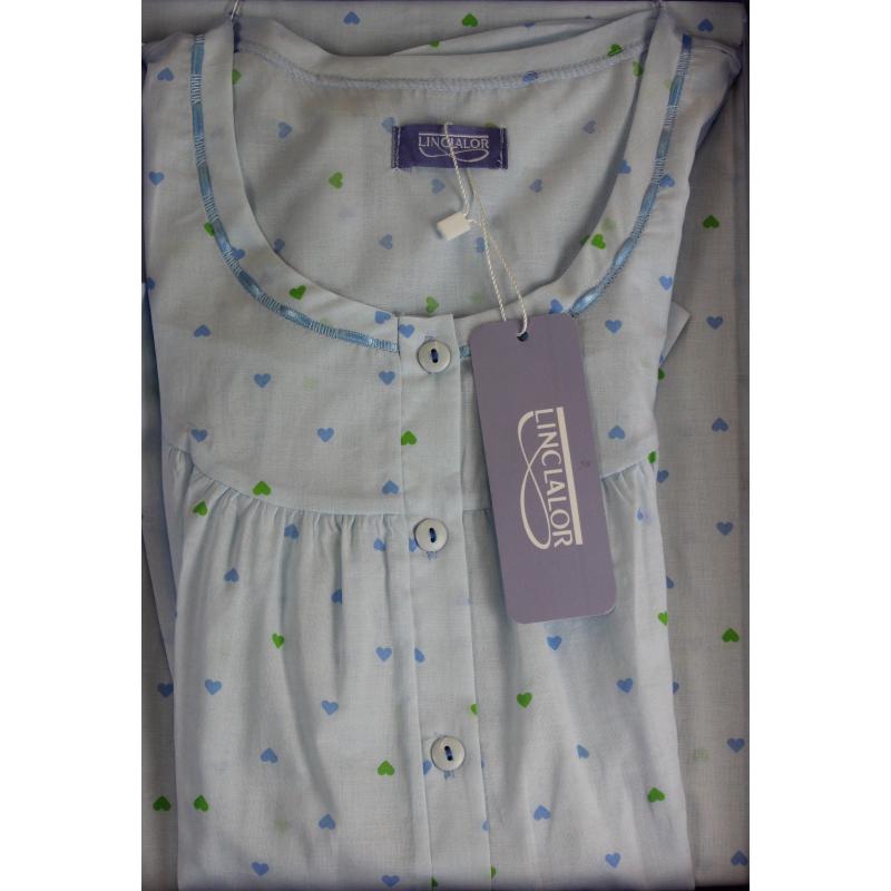 .CAMICIA NOTTE LINCLALOR IN STOFFA MANICA CORTA 100% COTONE ART.30837 MANICA RAGLAN SERAFINO