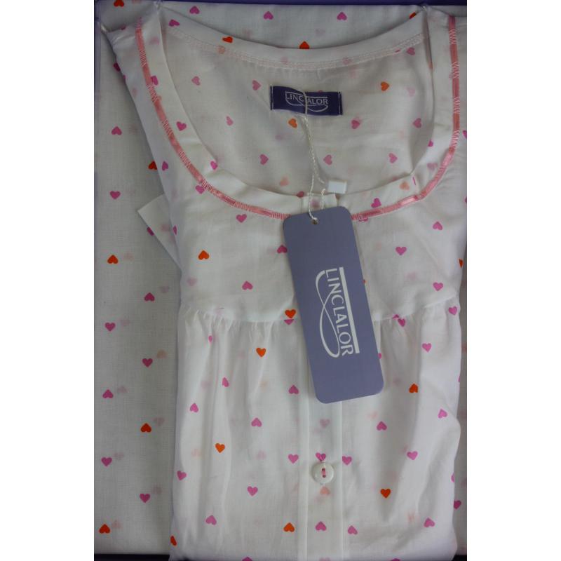 .CAMICIA NOTTE LINCLALOR IN STOFFA MANICA CORTA 100% COTONE ART.30837 MANICA RAGLAN SERAFINO