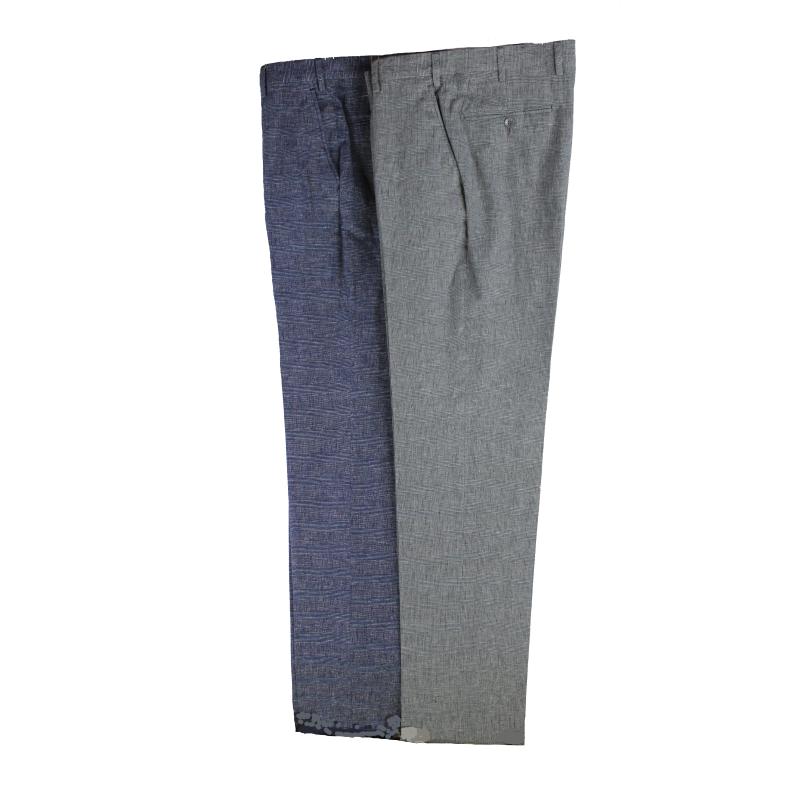 PANTALONE UOMO CLASSICO LINO E COTONE FANTASIA TG.46-62 VESTIBILITÀ COMODA TAGLIE FORTI