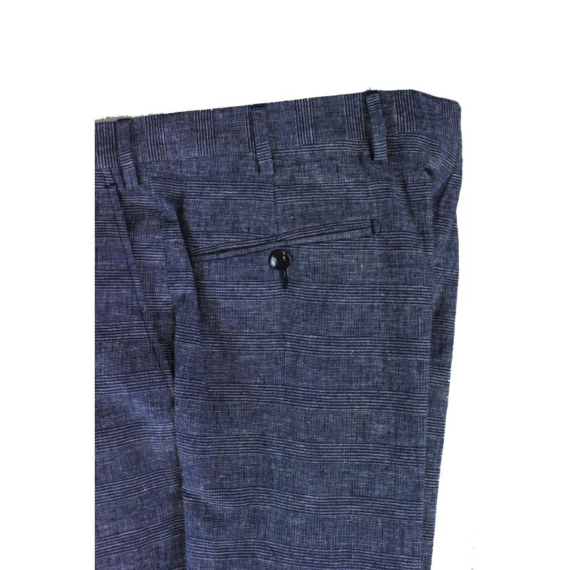 PANTALONE UOMO CLASSICO LINO E COTONE FANTASIA TG.46-62 VESTIBILITÀ COMODA TAGLIE FORTI