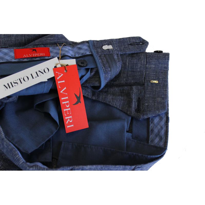 PANTALONE UOMO CLASSICO LINO E COTONE FANTASIA TG.46-62 VESTIBILITÀ COMODA TAGLIE FORTI