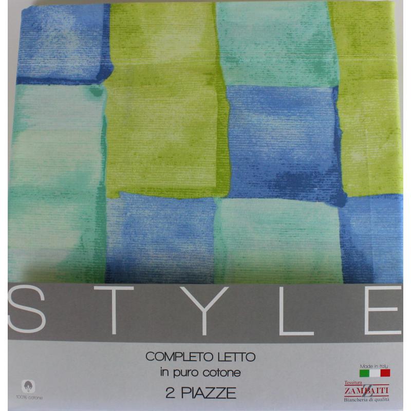 .COMPLETO LENZUOLA MATRIMONIALE PURO COTONE MADE IN ITALY RITHME