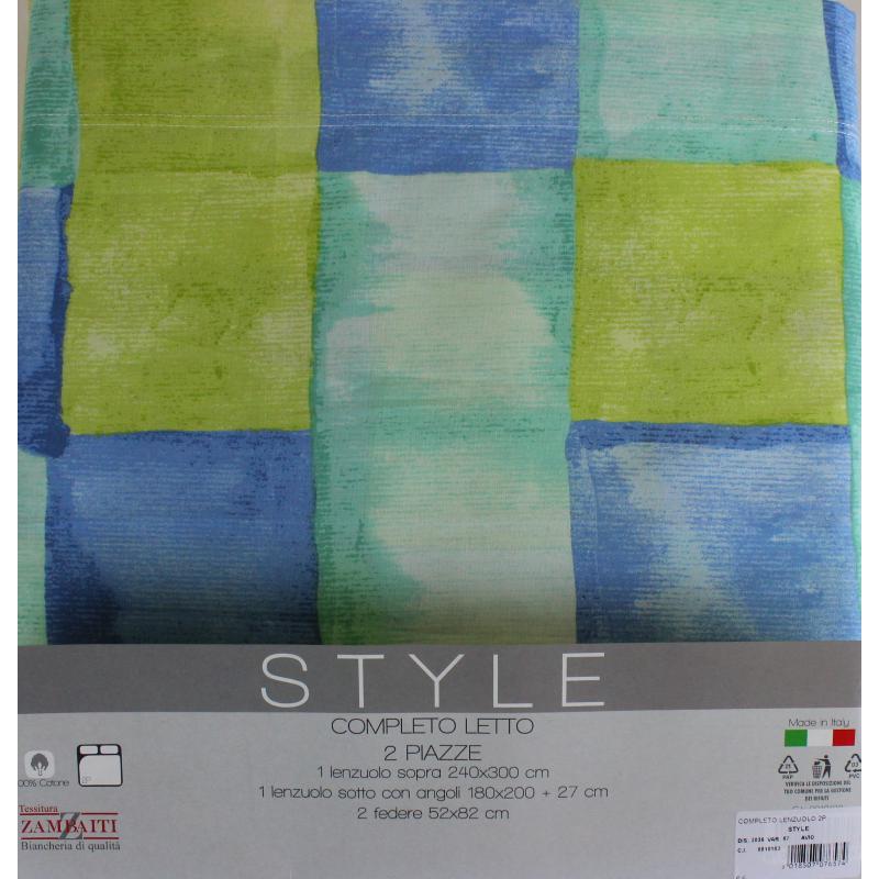 .COMPLETO LENZUOLA MATRIMONIALE PURO COTONE MADE IN ITALY RITHME