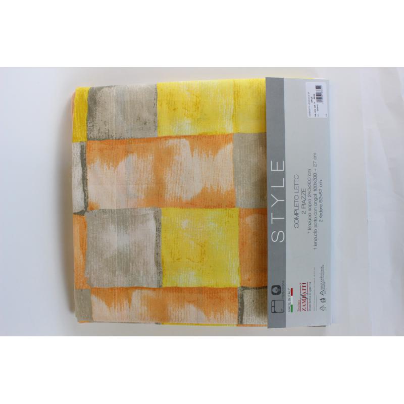 .COMPLETO LENZUOLA MATRIMONIALE PURO COTONE MADE IN ITALY RITHME