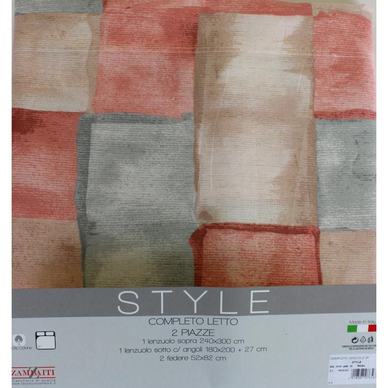.COMPLETO LENZUOLA MATRIMONIALE PURO COTONE MADE IN ITALY RITHME