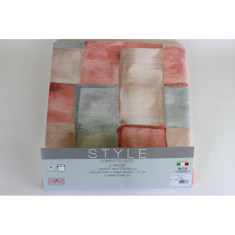 .COMPLETO LENZUOLA MATRIMONIALE PURO COTONE MADE IN ITALY RITHME