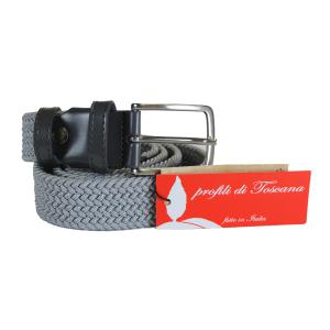 CINTURA UOMO ELASTICO INTRECCIATA MADE IN ITALY ART.ELAST GRIGIO PERLA