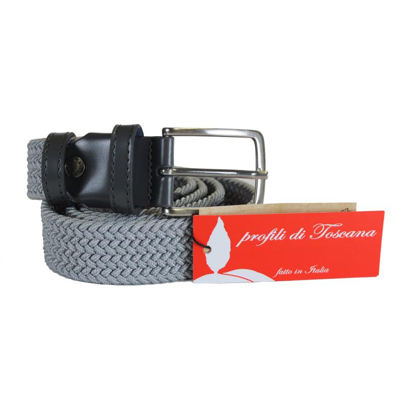 CINTURA UOMO ELASTICO INTRECCIATA MADE IN ITALY ART.ELAST GRIGIO PERLA