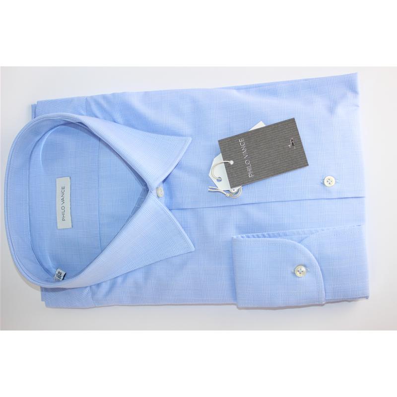 CAMICIA UOMO CALIBRATA 100% COTONE COLLO TG 50-51-52-53-54 PHILO VANCE QUADRI