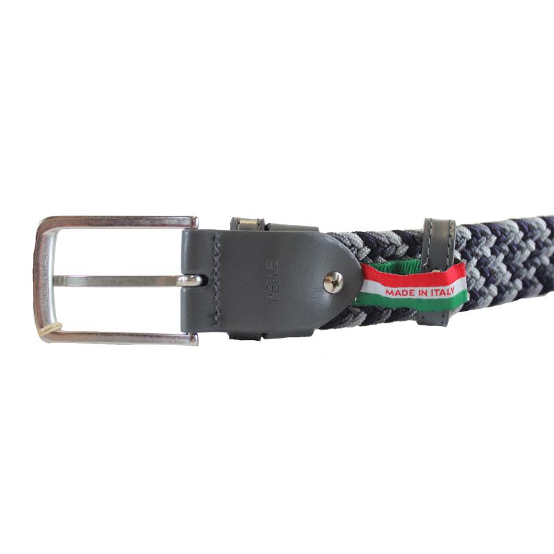 CINTURA UOMO ELASTICO INTRECCIATA MADE IN ITALY ART.ELAST BLU GRIGIO CHIARO GRIGIO SCURO