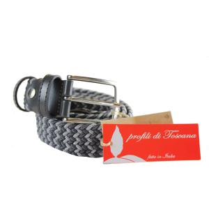 CINTURA UOMO ELASTICO INTRECCIATA MADE IN ITALY ART.ELAST GRIGIO CHIARO-GRIGIO SCURO