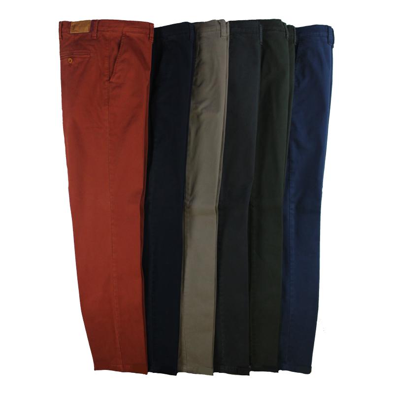 UOMO PANTALONE CHINO MADE IN ITALY VITA REGOLARE GAMBA DRITTA COTONE ELASTICIZZATO 4 STAGIONI ART.FIRENZE