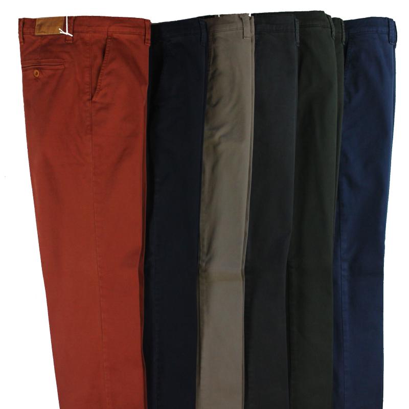 UOMO PANTALONE CHINO MADE IN ITALY VITA REGOLARE GAMBA DRITTA COTONE ELASTICIZZATO 4 STAGIONI ART.FIRENZE