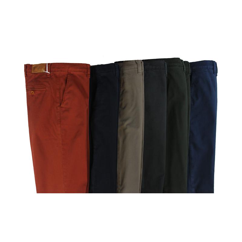 UOMO PANTALONE CHINO MADE IN ITALY VITA REGOLARE GAMBA DRITTA COTONE ELASTICIZZATO 4 STAGIONI ART.FIRENZE