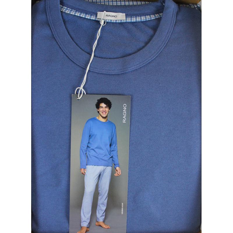 PIGIAMA UOMO RAGNO CALDO COTONE GIROCOLLO PANTALONE QUADRI ART.U838NQ