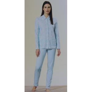 .PIGIAMA DONNA LINCLALOR CALDO COTONE INTERLOCK APERTO CON COLLO E TASCHE ANCHE TAGLIE FORTI ART. 92059